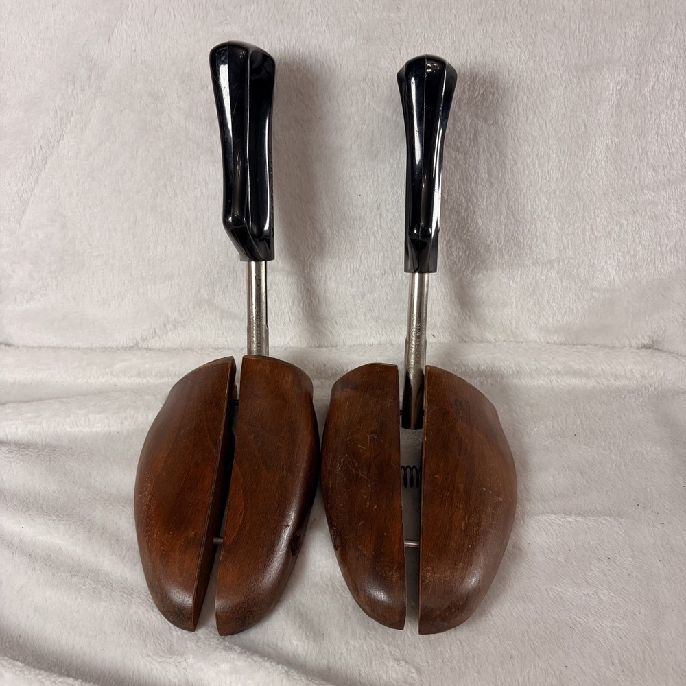 Vintage‎ Rochester Wooden Shoe Trees Adjustable Travel Keepers Split Toe Pair